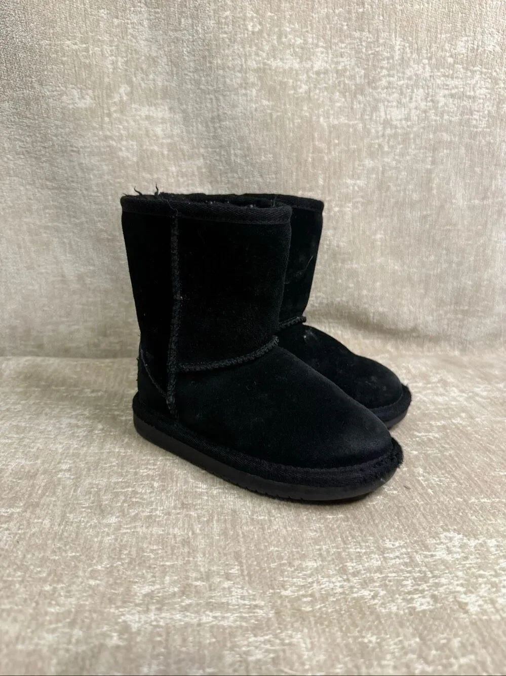 Koolaburra by UGG Kids Ankle Pull On Suede Faux Fur Snow Boot Black Size 8